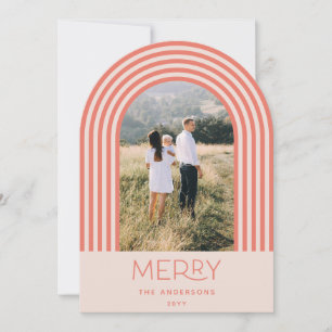 Candy pastel pink stripe rainbow 1 photo Christmas Invitation