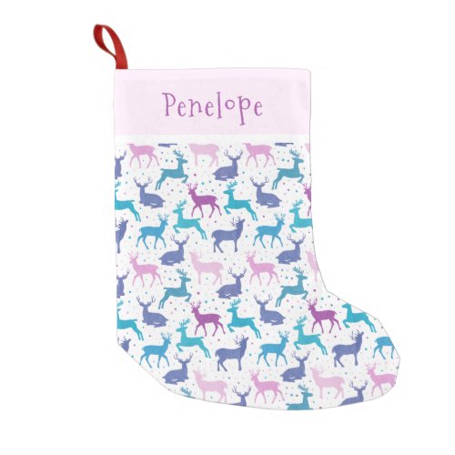 Candy Pastel Reindeer Pattern Small Christmas Stocking