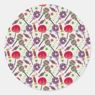 Candy pattern Lollies pattern lollipop 11 Classic Round Sticker