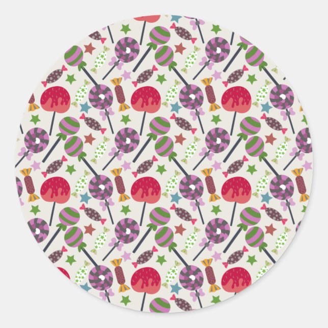 Candy pattern | Lollies pattern | lollipop 11 Classic Round Sticker (Front)