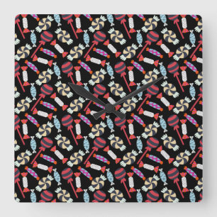 Candy pattern Lollies pattern lollipop 14 Square Wall Clock