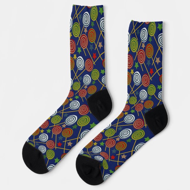 Candy pattern | Lollies pattern | lollipop 17 Note Socks (Left)