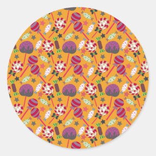 Candy pattern   Lollies pattern   lollipop 23 Classic Round Sticker