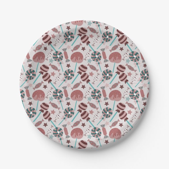 Candy pattern | Lollies pattern | lollipop 29 Paper Plates (Front)