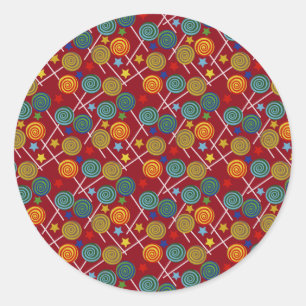 Candy pattern   Lollies pattern   lollipop 32 Classic Round Sticker