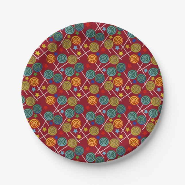 Candy pattern | Lollies pattern | lollipop 32 Paper Plates (Front)