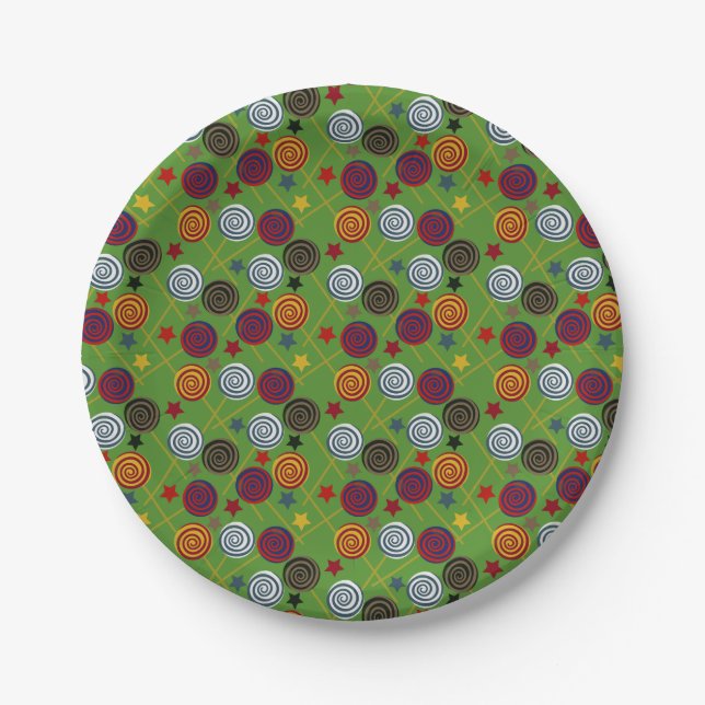 Candy pattern | Lollies pattern | lollipop 39 Paper Plates (Front)