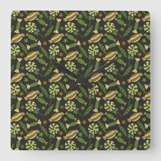 Candy pattern | Lollies pattern | lollipop 44 Square Wall Clock (Front)