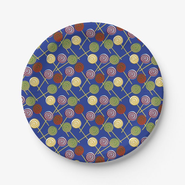 Candy pattern | Lollies pattern | lollipop 4 Paper Plates (Front)