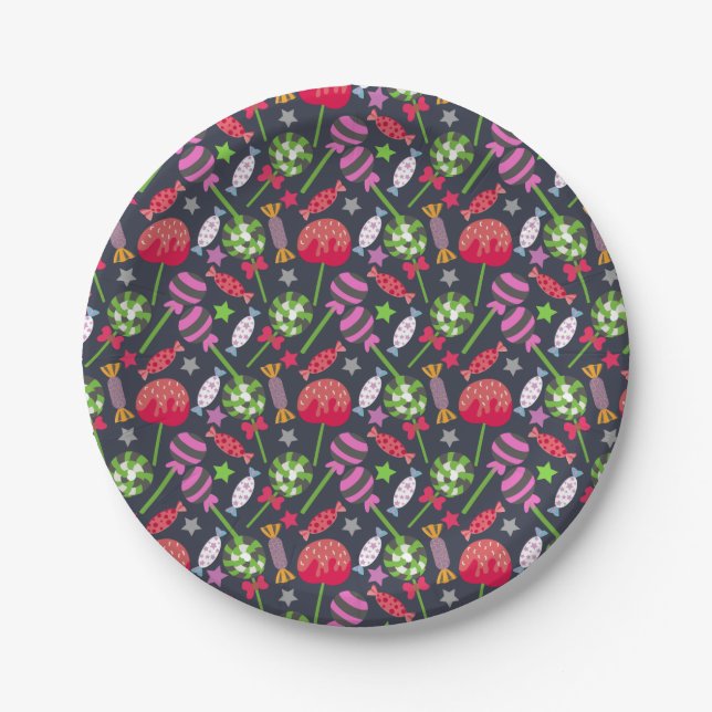 Candy pattern | Lollies pattern | lollipop 53 Paper Plates (Front)