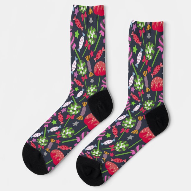 Candy pattern | Lollies pattern | lollipop 53 Yoga Socks (Left)