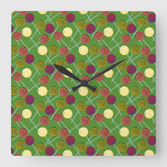 Candy pattern | Lollies pattern | lollipop 58 Square Wall Clock (Front)