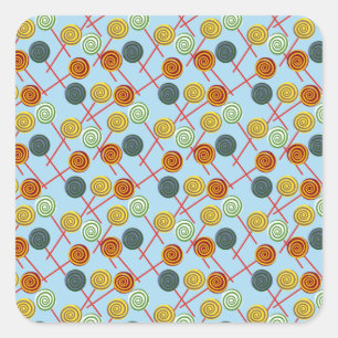 Candy pattern   Lollies pattern   lollipop 5 Square Sticker