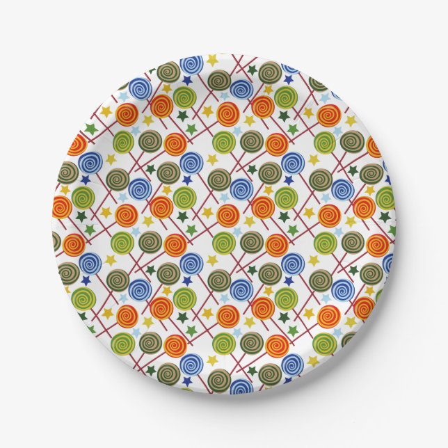 Candy pattern | Lollies pattern | lollipop 61 Paper Plates (Front)
