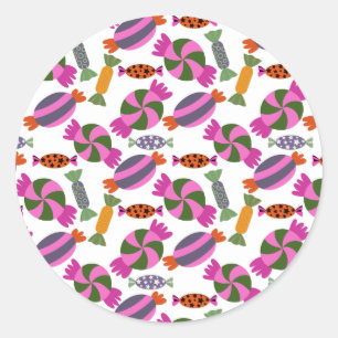 Candy pattern Lollies pattern lollipop 6 Classic Round Sticker