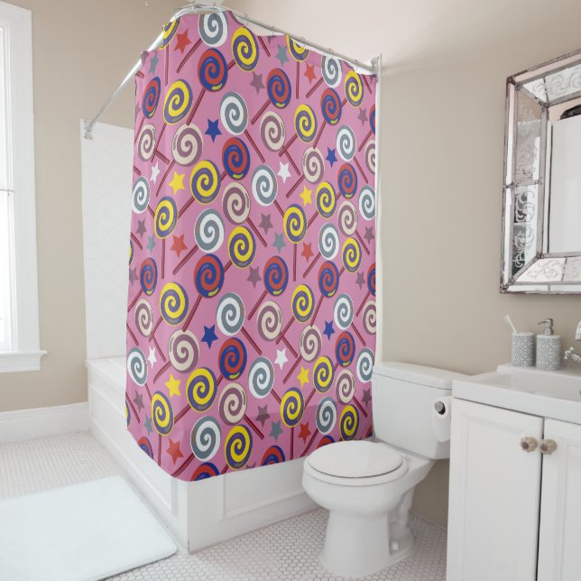 Candy pattern | Lollies pattern | lollipop 7 Shower Curtain (In Situ)