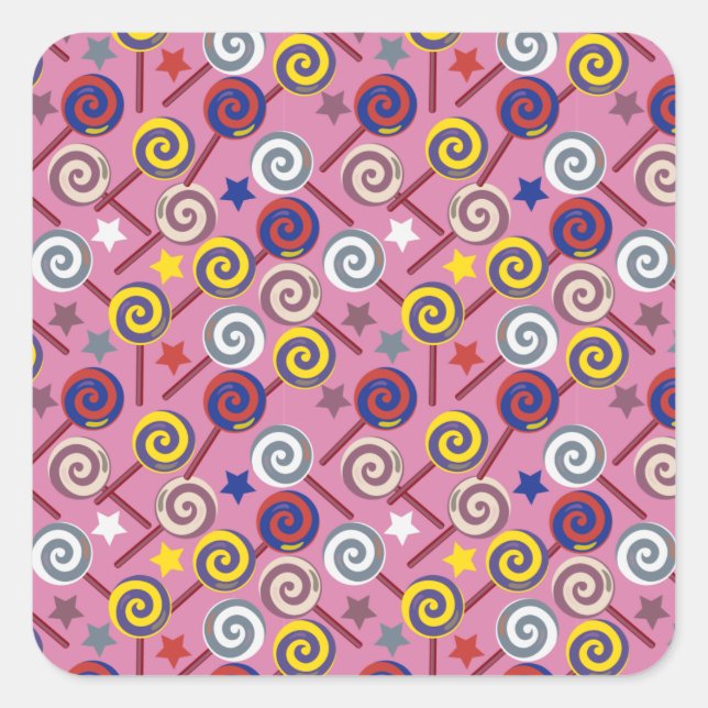 Candy pattern | Lollies pattern | lollipop 7 Square Sticker (Front)