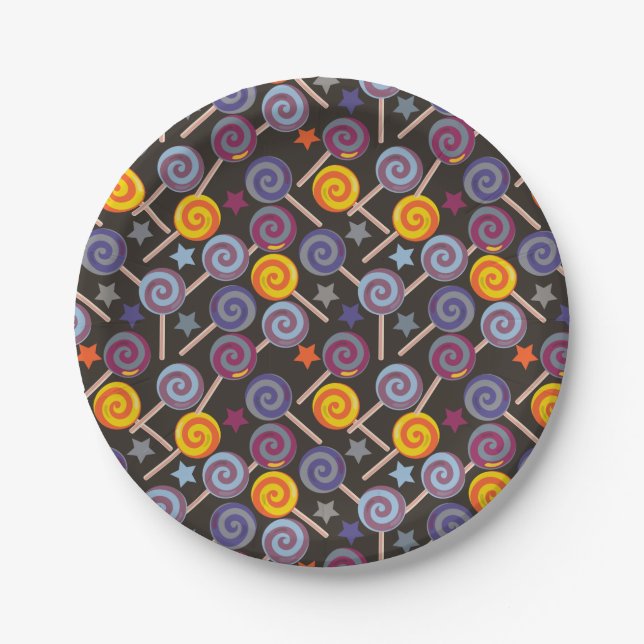 Candy pattern | Lollies pattern | lollipop 9 Paper Plates (Front)