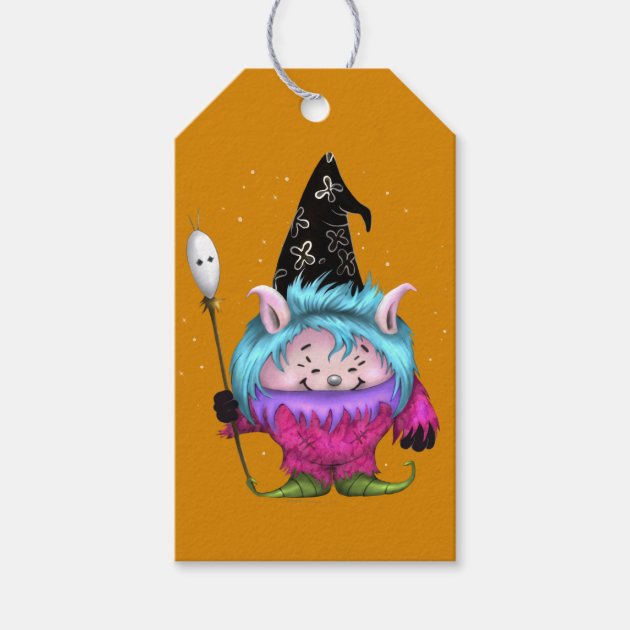 CANDY PET 1 HALLOWEEN MONSTER PINK GIFT TAG