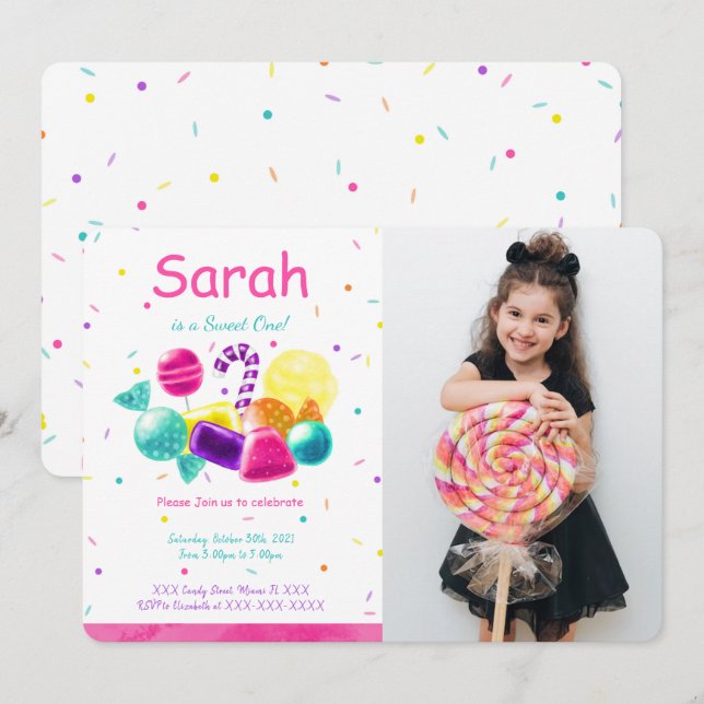 Candy Photo Invitation  (Front/Back)