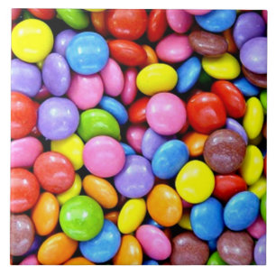Candy pieces, colorful sweet treats ceramic tile