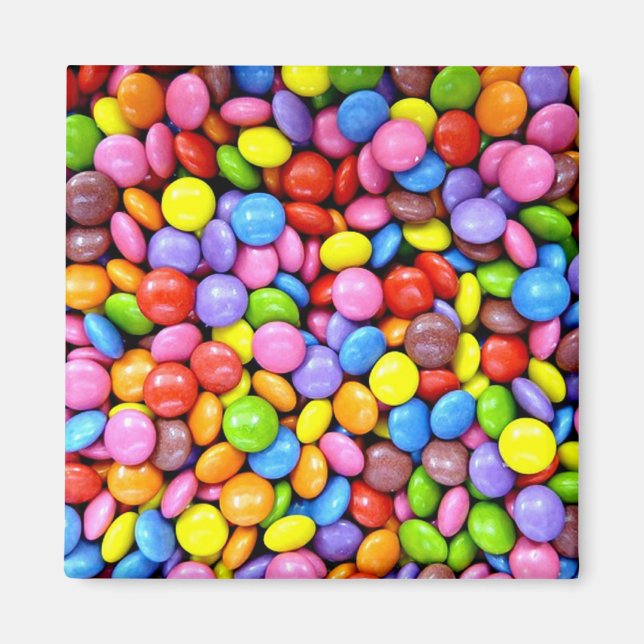 Candy pieces, colorful sweet treats magnet (Front)