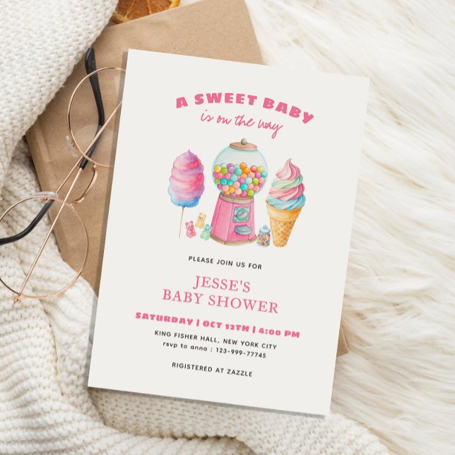 Candy Pink A Sweet Baby Shower is on the way  Invitation (Creator Uploaded)