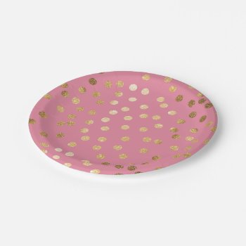 Candy Pink And Gold Glitter City Dots Paper Plates by HoundandPartridge at Zazzle