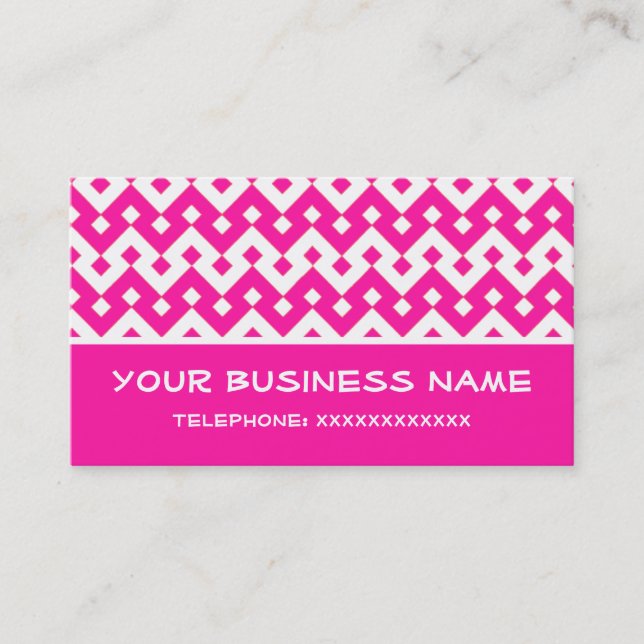 Candy Pink and White Business Card to Customize (Front)