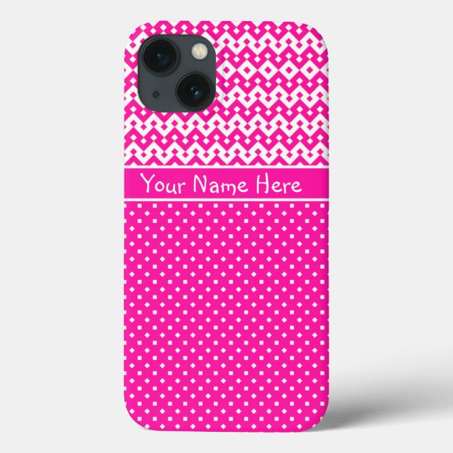 Candy Pink and White Custom iPhone 6 Case (Back)