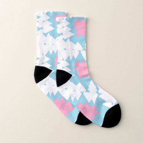 Candy pink baby blue and white quality ankle socks