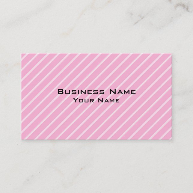 Candy Pink Diagonal Striped Pattern. Business Card (Front)