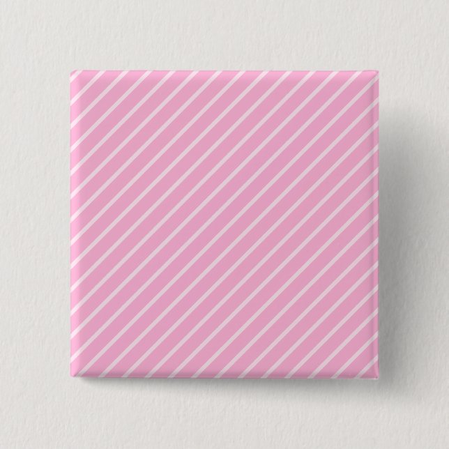 Candy Pink Diagonal Striped Pattern. Button (Front)
