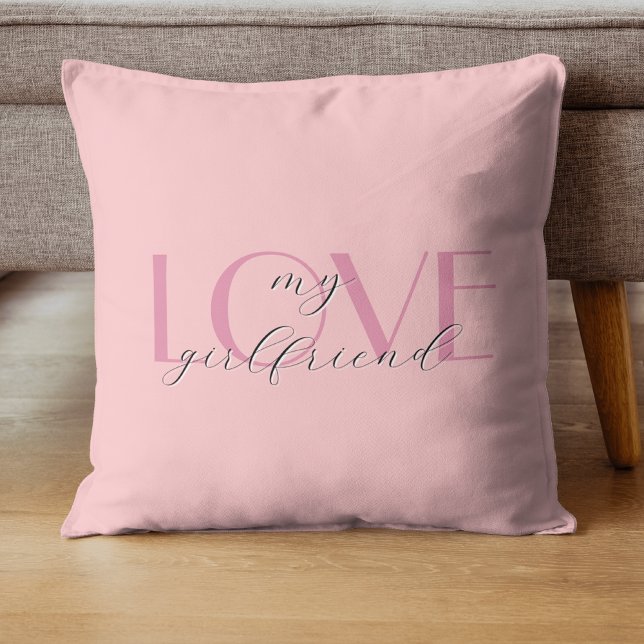 Candy Pink Elegant LOVE Pastel Rose Valentine Throw Pillow (Creator Uploaded)
