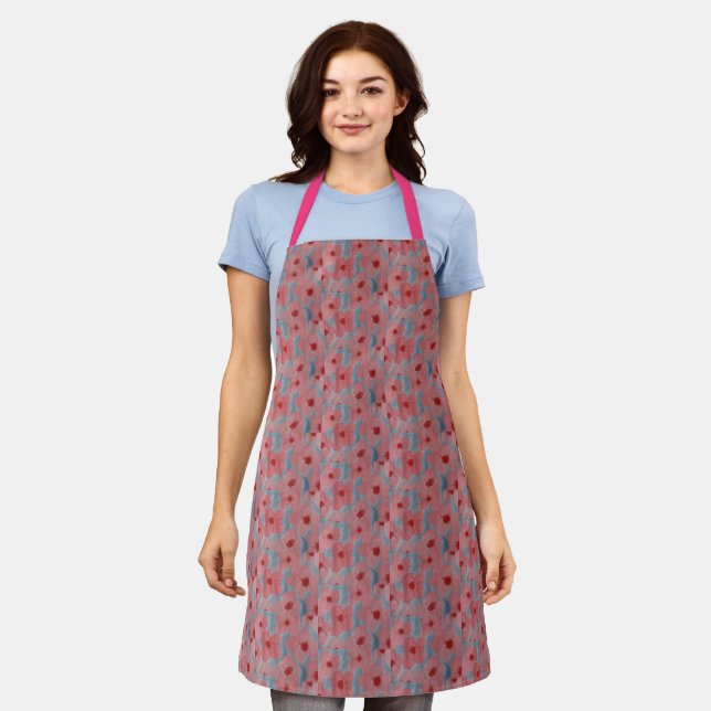 Candy Pink Flowers Apron (Worn)