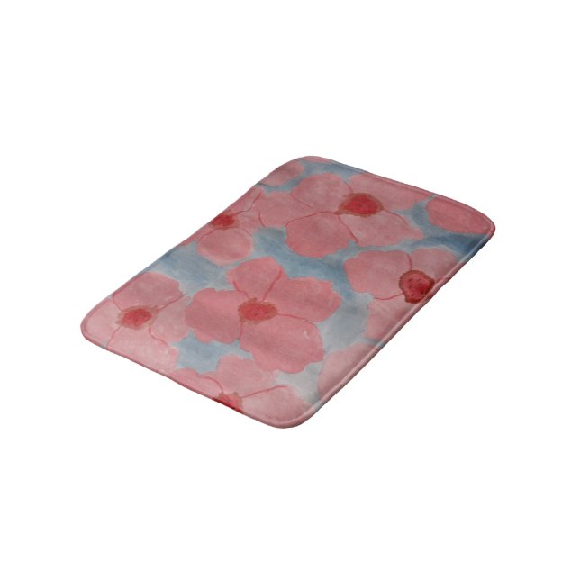 Candy Pink Flowers Bath Mat (Angled)