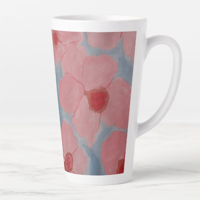 Candy Pink Flowers Latte Mug (Right)