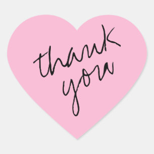 Candy Pink Heart Thank You Sticker