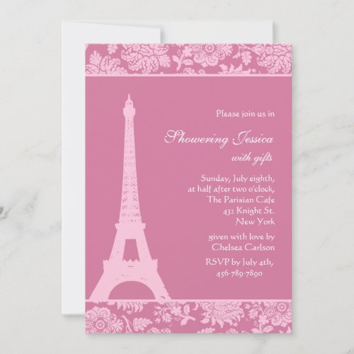 Candy Pink in Paris Bridal Shower Invitation