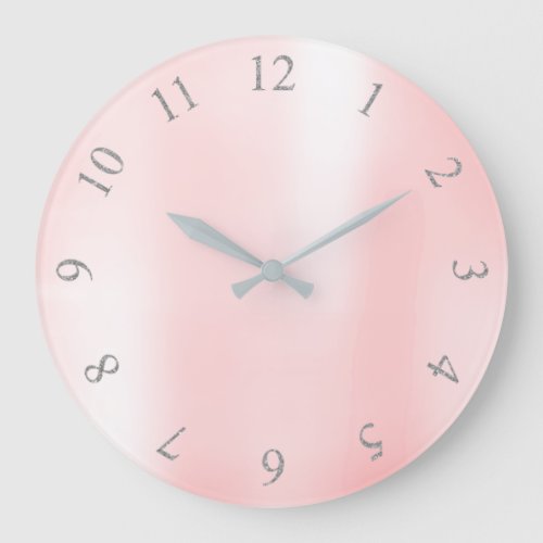 Candy Pink Metallic Silver Gray US UK Numbers Large Clock