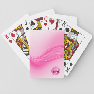 Candy Pink Modern Waves Monogram Playing Cards