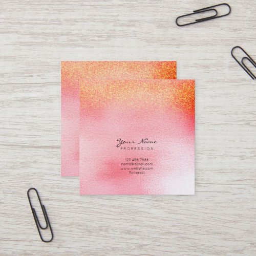 Candy Pink Peach Rose Gold Peach Ombre Square Vip Square Business Card