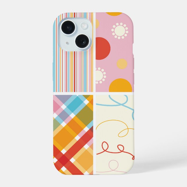 Candy Pink Plaid Check Dots Scribbles Fun Pattern  Iphone Case (Back)
