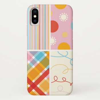 Candy Pink Plaid Pattern Dot Scribbles Iphone Case by fat_fa_tin at Zazzle