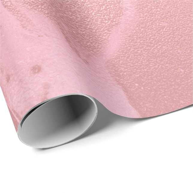 Candy Pink Rose Molten Marble Glass Abstract Wrapping Paper (Roll Corner)