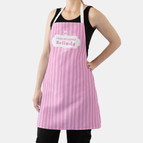 Candy pink stripe chocolatier or cake bakers apron