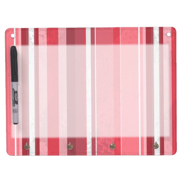 Candy Pink Stripes Dry Erase Board With Keychain Holder (Front)