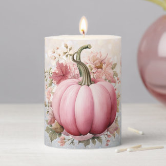 Candy Pink Thanksgiving Pumpkin Pillar Candle