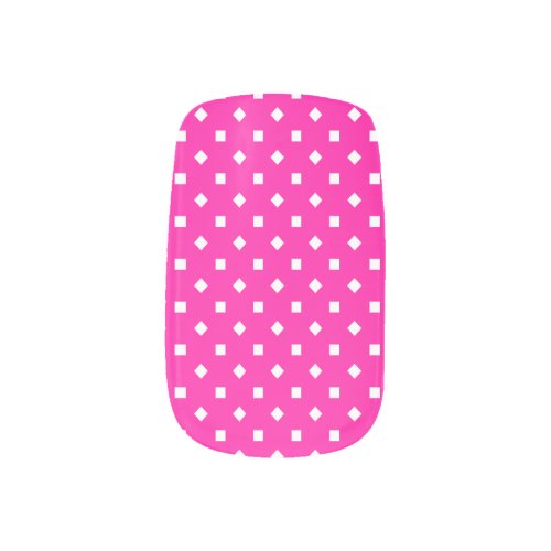 Candy Pink White Girly Geometric Pattern Minx Nail Art
