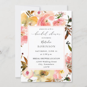 Candy Pink & Yellow Floral Bridal Shower Invitation